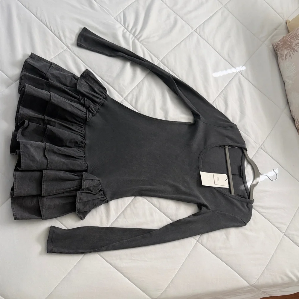 Zara Charcoal Long Sleeve Dress with Tiered Skirt - Picture 1 of 2